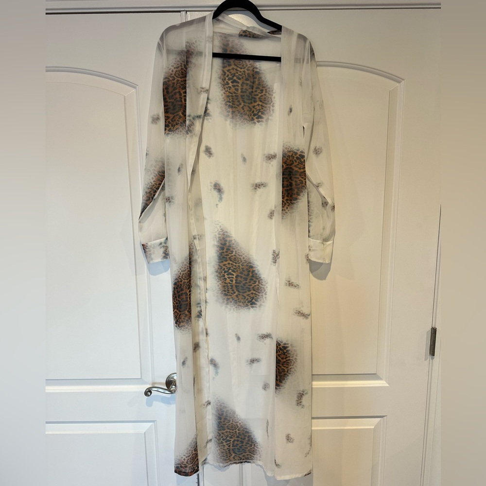 Leopard Print Sheer Long Kimono